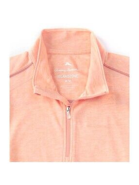 TOMMY BAHAMA Men’s Palm Valley IslandZone Half-Zip Sweatshirt in Melon-Large